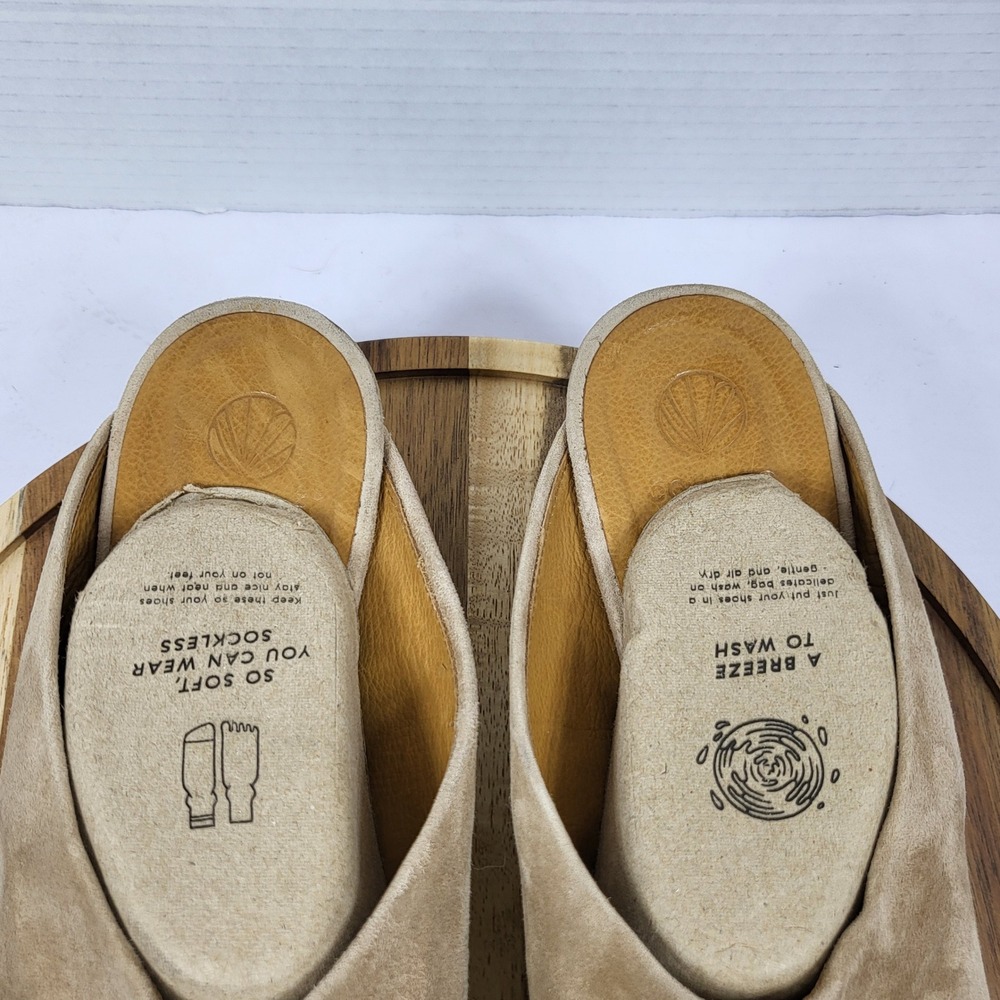 Coclico 35681 Women Sand Ruched Suede Peep Toe Wood Block Heel Mules Size 40 EU - Picture 4 of 13